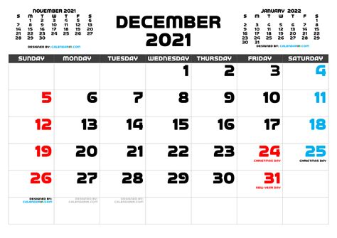 Free Printable December 2021 Calendar 10 Templates
