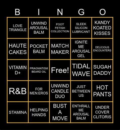 Naughty Bingo Card