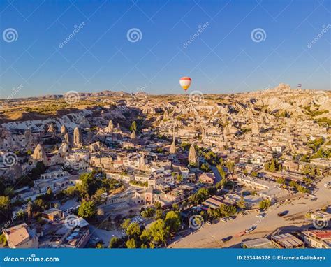 Colorful Hot Air Balloons Flying Over At Fairy Chimneys Valley In