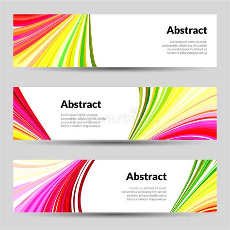 Set Of Colorful Curved Lines Backgrounds Banners And Place For Text