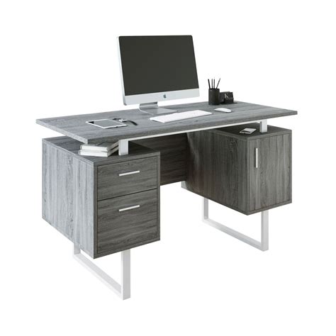 Techni Mobili Modern Office Desk With Storage Elegant Grey —