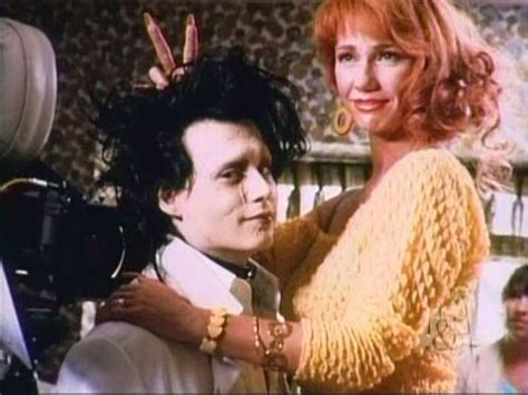 Johnny Depp And Kathy Baker On The Set Of Tim Burton’s Edward Scissorhands Edward
