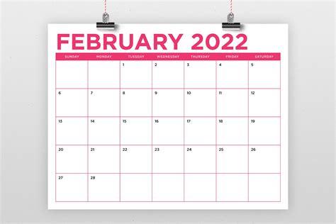 85 X 11 Inch Color 2022 Calendar Template Instant Download Etsy