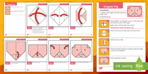 Chinese New Year Origami Pig Craft Instructions Primary
