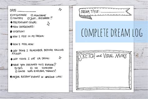 Dream Journal Printable Dream Journal Log 8 Handmade Pages In 3 Sizes