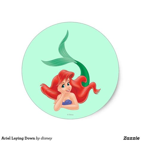 Ariel Laying Down Classic Round Sticker Little Mermaid