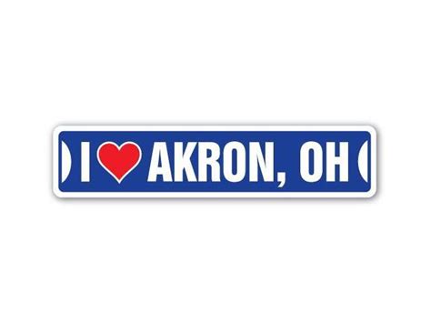 I Love Akron Ohio Street Sign Oh City State Us Wall Road Décor T