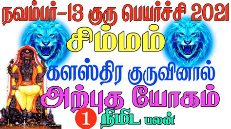 சிம்ம ராசி குரு பெயர்ச்சி பலன் 2021 1 நிமிட பலன் Simma Rasi Guru