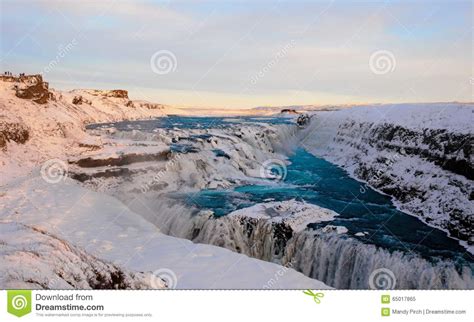 Long Shot Of Gullfoss Waterfall In Iceland Royalty Free