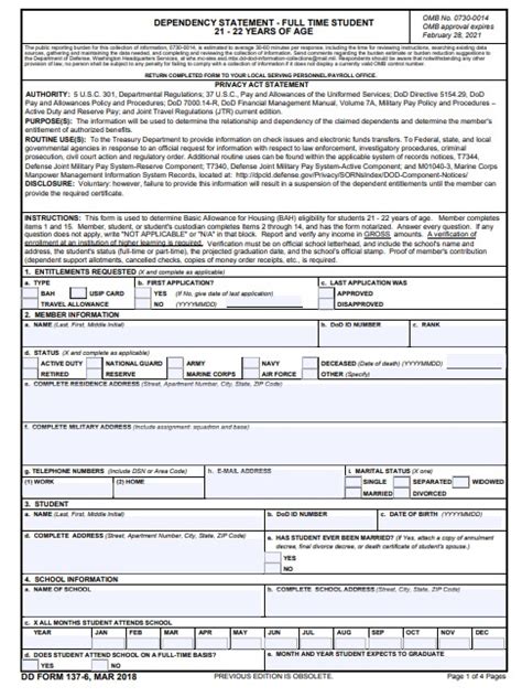 Download Fillable Dd Form 137 6
