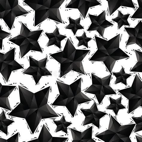 Stars Seamless Pattern Vector Repeating Black And White Background