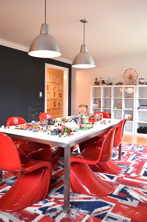 Red White And Blue Kids Rooms Contemporary Dining Room D2 Interieurs