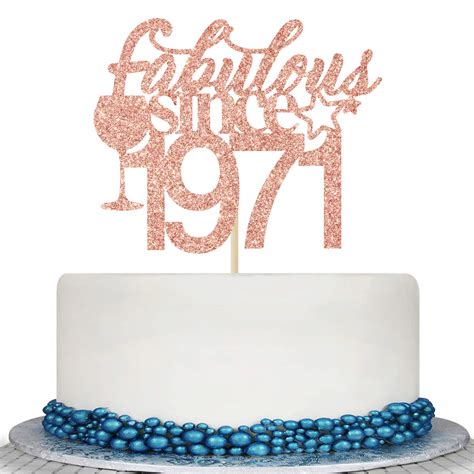 Buy Rose Gold Glitter Fabulous Since 1971 Cake Topper Happy 50th