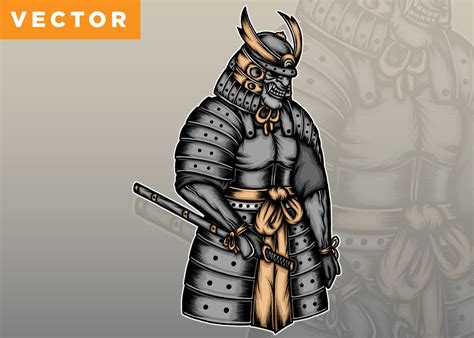 Grey Samurai Armor Illustration Graphic By Wodexz · Creative Fabrica