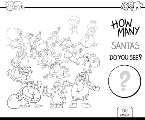 Premium Vector How Many Santas Game Coloring Book
