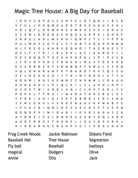 A Big Day For Baseball Play Ball Jackie Robinson Word Search Wordmint