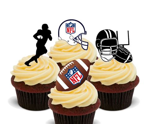 American Football Edible Cup Cake Toppers Standup Fairy Decorations