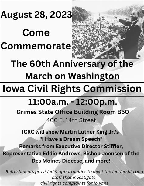 60th Anniversary Of The March On Washington Iowa Civil Rights Commission