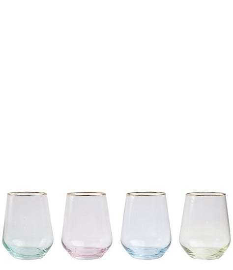 Vietri Rainbow Assorted Stemless Wine Glass Set Of 4 Dillard S
