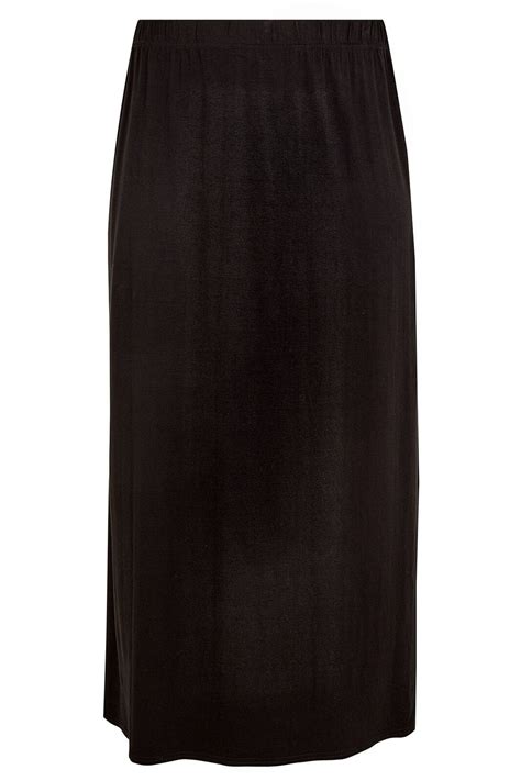 Yours Womens Curve Black Jersey Stretch Maxi Tube Skirt Plus Size