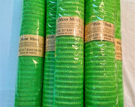 Light Green Metallic Poly Deco Mesh Rolls For Wreath And Craft Etsy