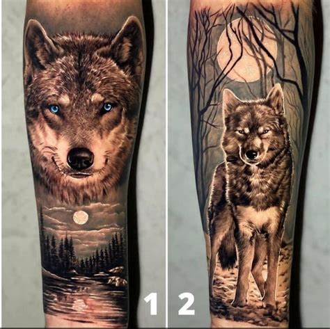 Lion And Wolf Sleeve Tattoo Designs