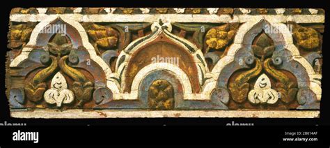 Marruecos Detalle de un friso arquitectónico tallado y pintado siglo th El patrón del panel