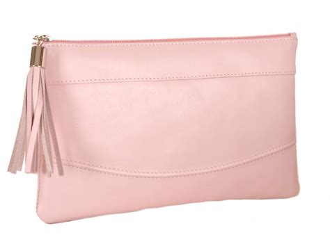 Smooth Leather Clutch In Pale Pink By Vondie And Will