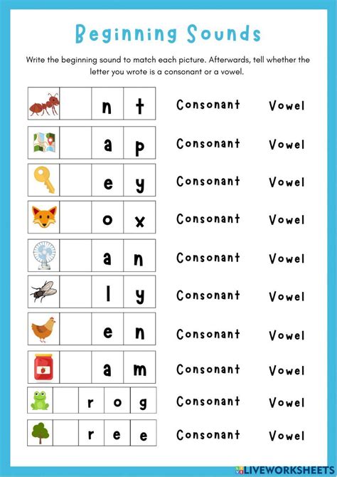 Consonants And Vowels Interactive Exercise Live Worksheets