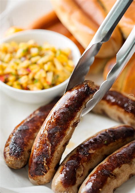 Grilled Bratwurst With Spicy Peach Salsa The Chunky Chef