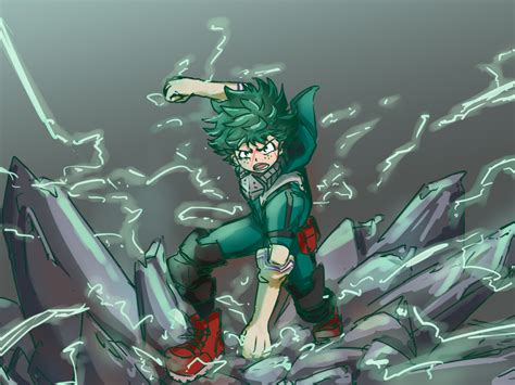 Wallpaper Angry Green Hair Anime Boy Izuku Midoriya Desktop
