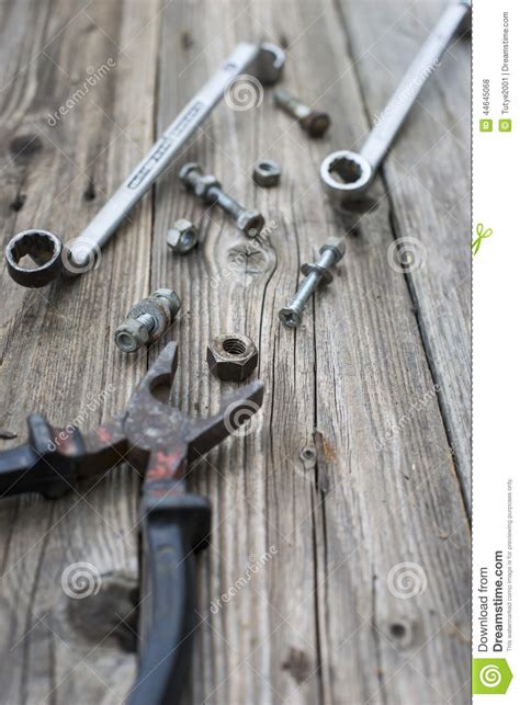 Nuts Bolts Washers And Wrench Stock Photo Image Of Improvement