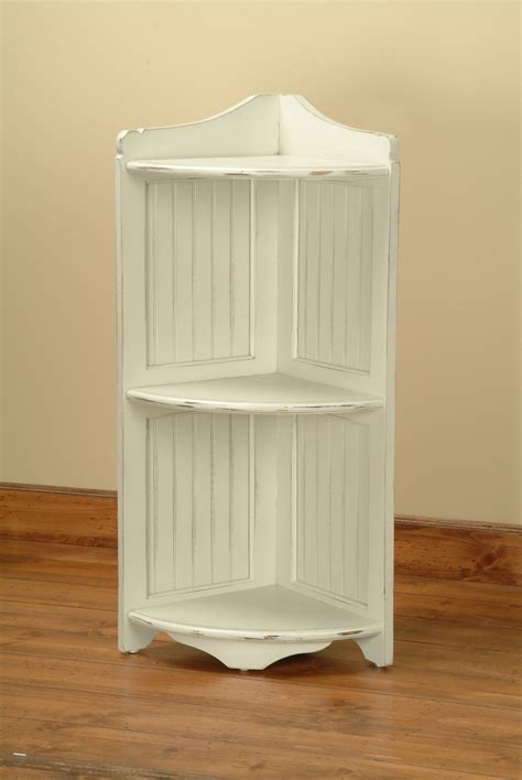 Small White Corner Shelf Wooden Cabinets Vintage