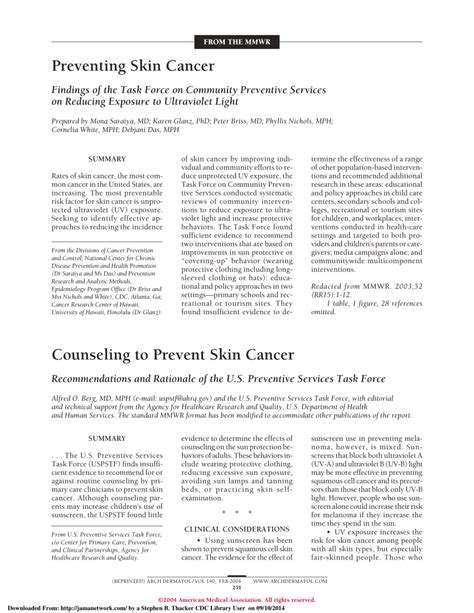 Pdf Preventing Skin Cancer Findings Of The Task Force On Community