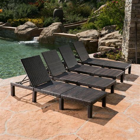 Corinne Outdoor Wicker Chaise Lounge Without Cushion Set Of 4