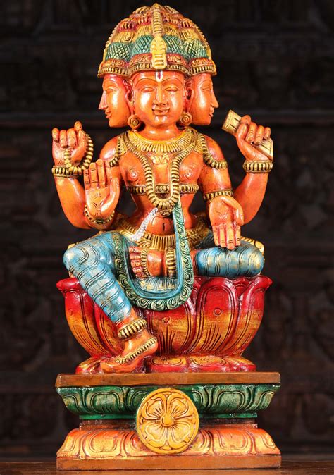 Sold Wood Brahma Statue Holding Vedas And Malas 24 95w9ab Hindu Gods