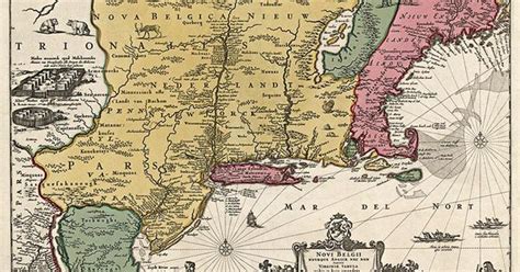 Antique Map Of New Jersey New York And New England In 1685 Colonial