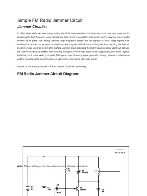 Simple Fm Radio Jammer Circuit