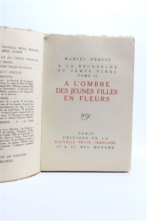 Proust A Lombre Des Jeunes Filles En Fleurs Edition Originale Edition