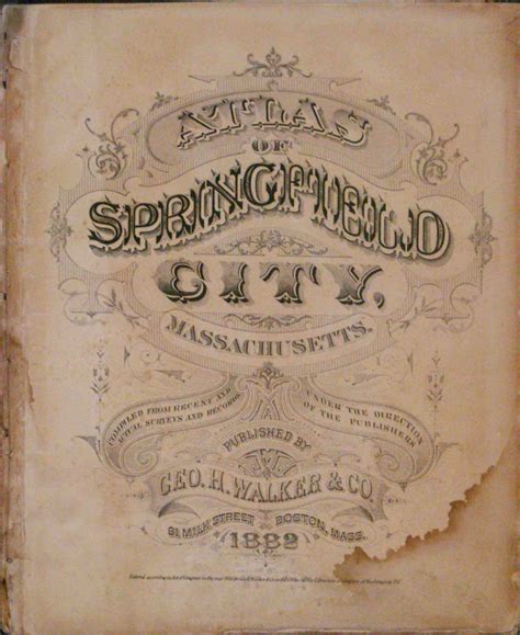 1882 Atlas Of Springfield City Massachusetts High Ridge Books Inc
