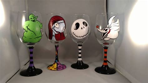 Nightmare Before Christmas Hand Painted Wine Glasses Etsy