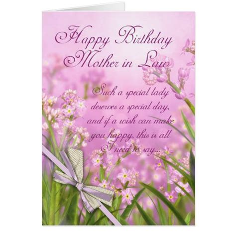 Mother In Law Birthday Card Pink Feminine Floral Zazzle