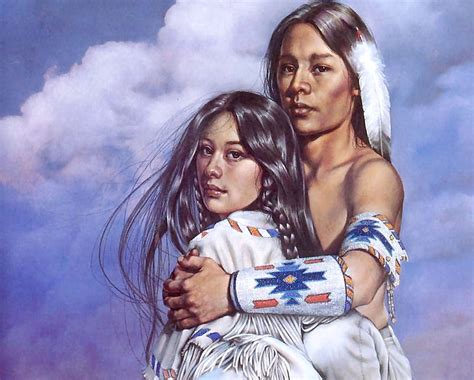 Native American Couple F Art Painting Wide Screen Native American