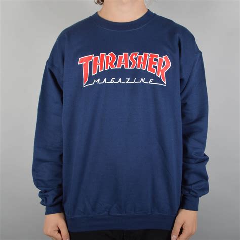 Thrasher Skate Mag Outlined Crewneck Sweater Navyred Thrasher From