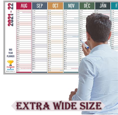 Buy 2021 Mid Year Academic Year Wall Planner 20212022 Extra Wide