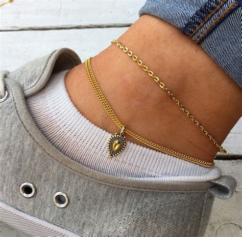 Gold Anklets For Women Gold Beaded Anklet Gold Ankle Etsy