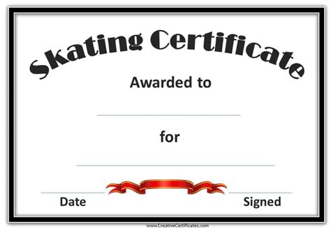 Fee Editable Skating Award Certificate Instant Download