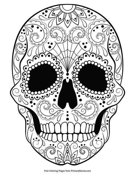 Printable simple sugar skull coloring page. Pin on Halloween
