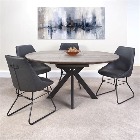 Malin Extending Round Dining Table 1200 1600mm Grey Lawlors