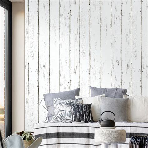 White Wood Pattern Wallpaper